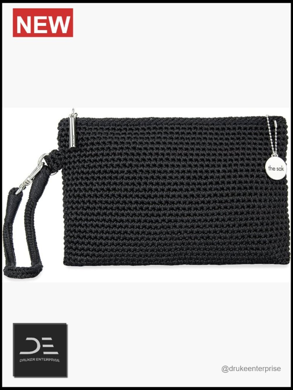 Small Hand-Crocheted Wristlet Purse with Zipper Closure